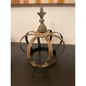 Vintage distressed salvaged style metal French chic crown